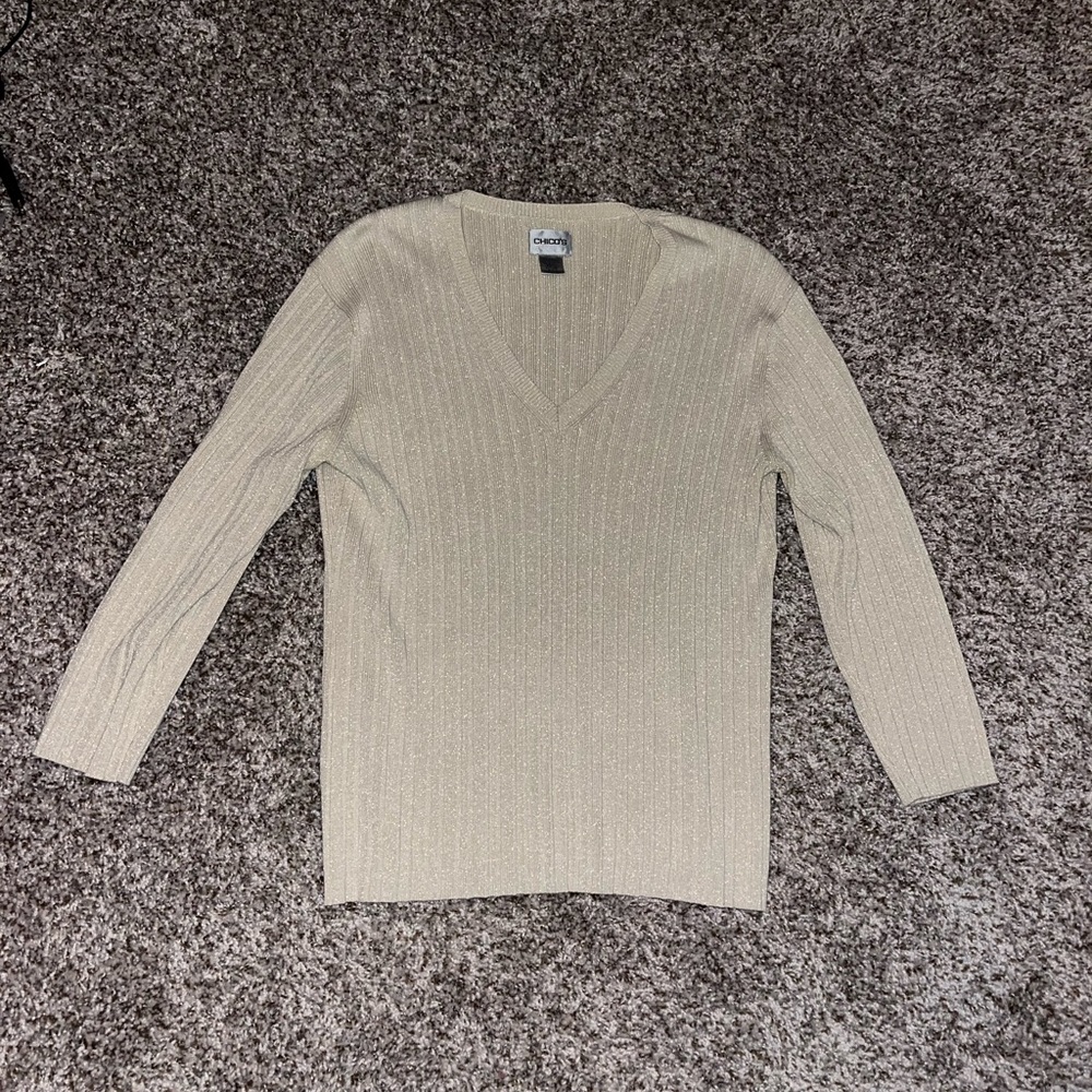 Chicos Sparkle V neck sweater top